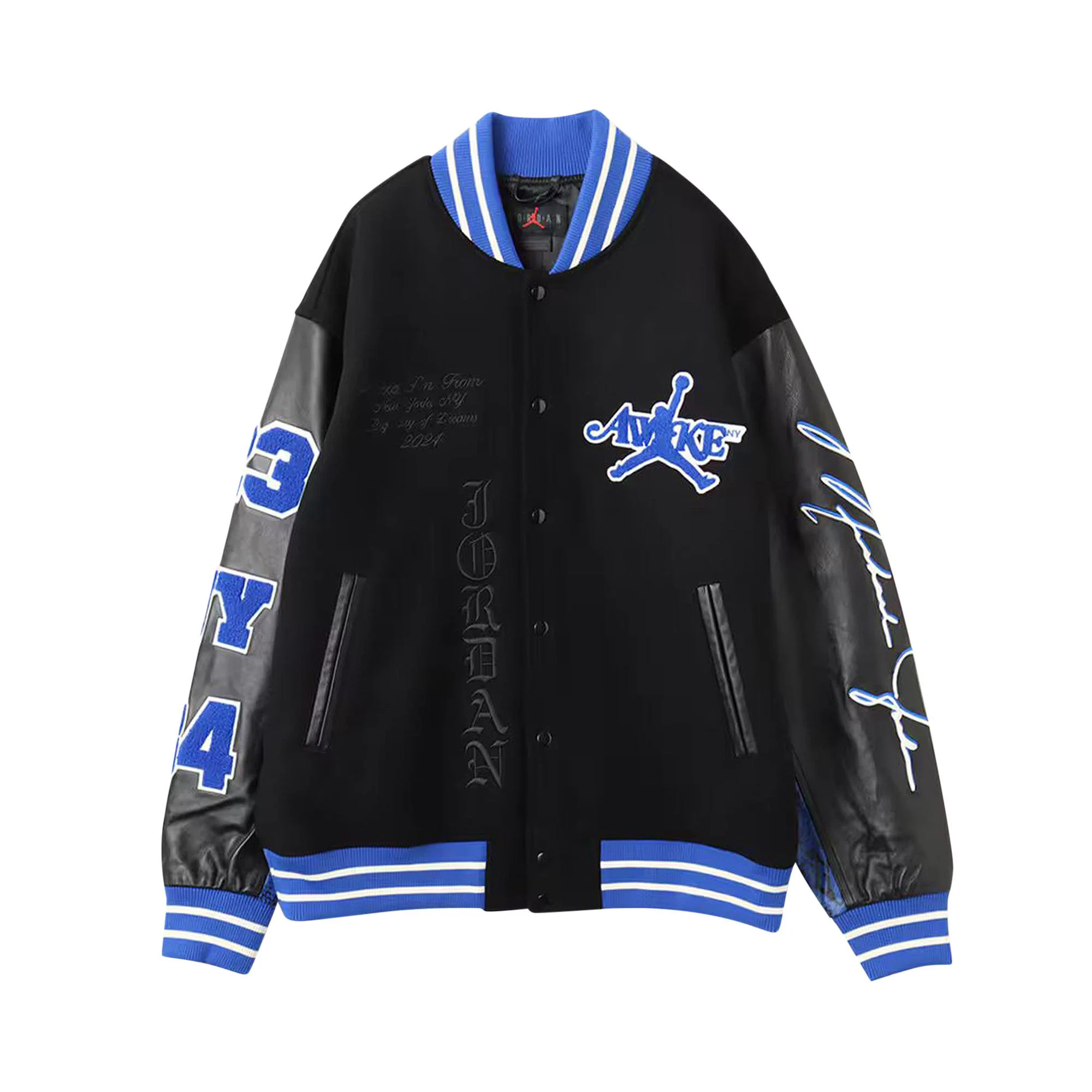 Air Jordan x Awake NY Varsity Jackett 'Black/Game Royal' - 1