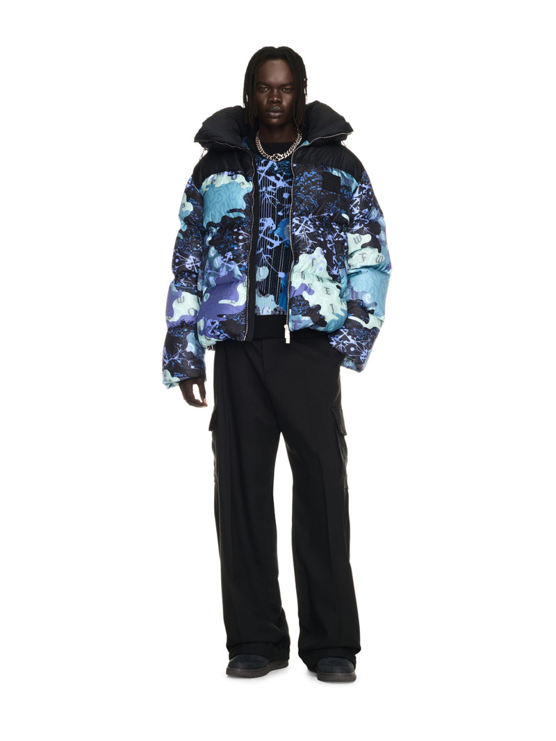 Off-White Blue Camo Nylon Down Puffer outlook