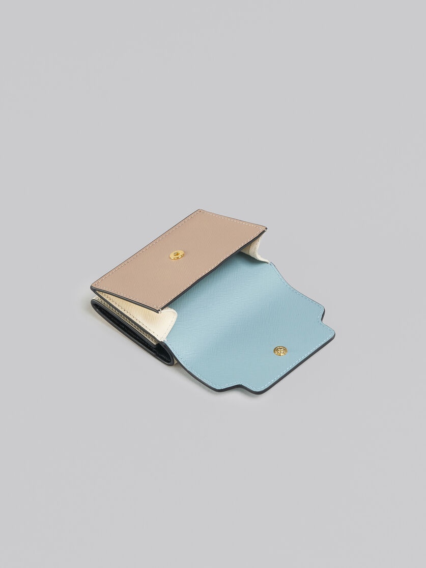 LIGHT GREEN, BEIGE AND WHITE SAFFIANO LEATHER TRI-FOLD WALLET - 5