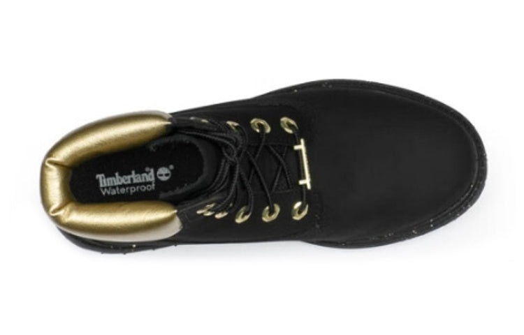 (WMNS) Timberland Heritage 6 Inch Waterproof Boots 'Black Nubuck with Gold' A5RRMW - 3