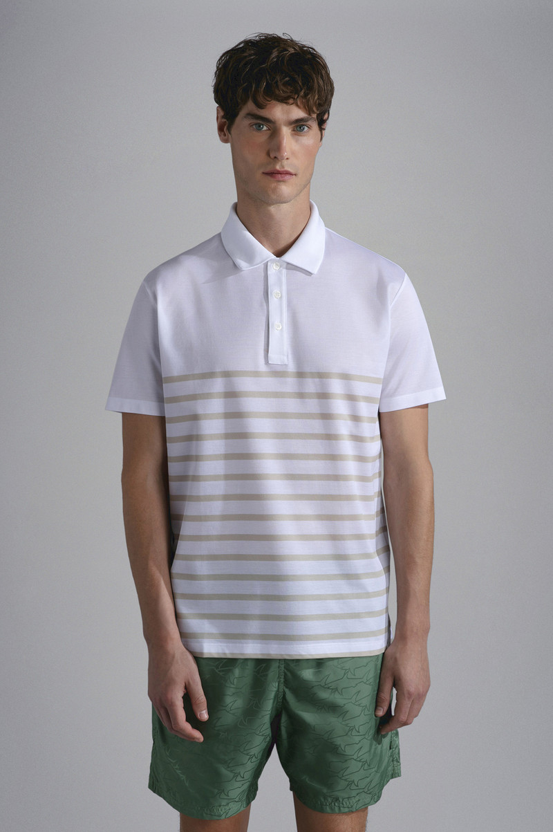 COTTON PIQUÉ POLO SHIRT WITH STRIPED PATTERN 6