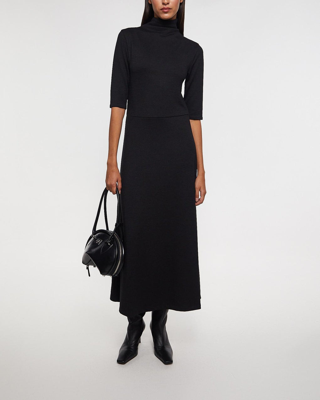 Dress Elbow-Sleeve Turtleneck Black - 3