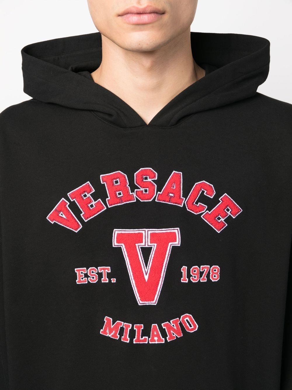 logo-patch cotton hoodie - 5