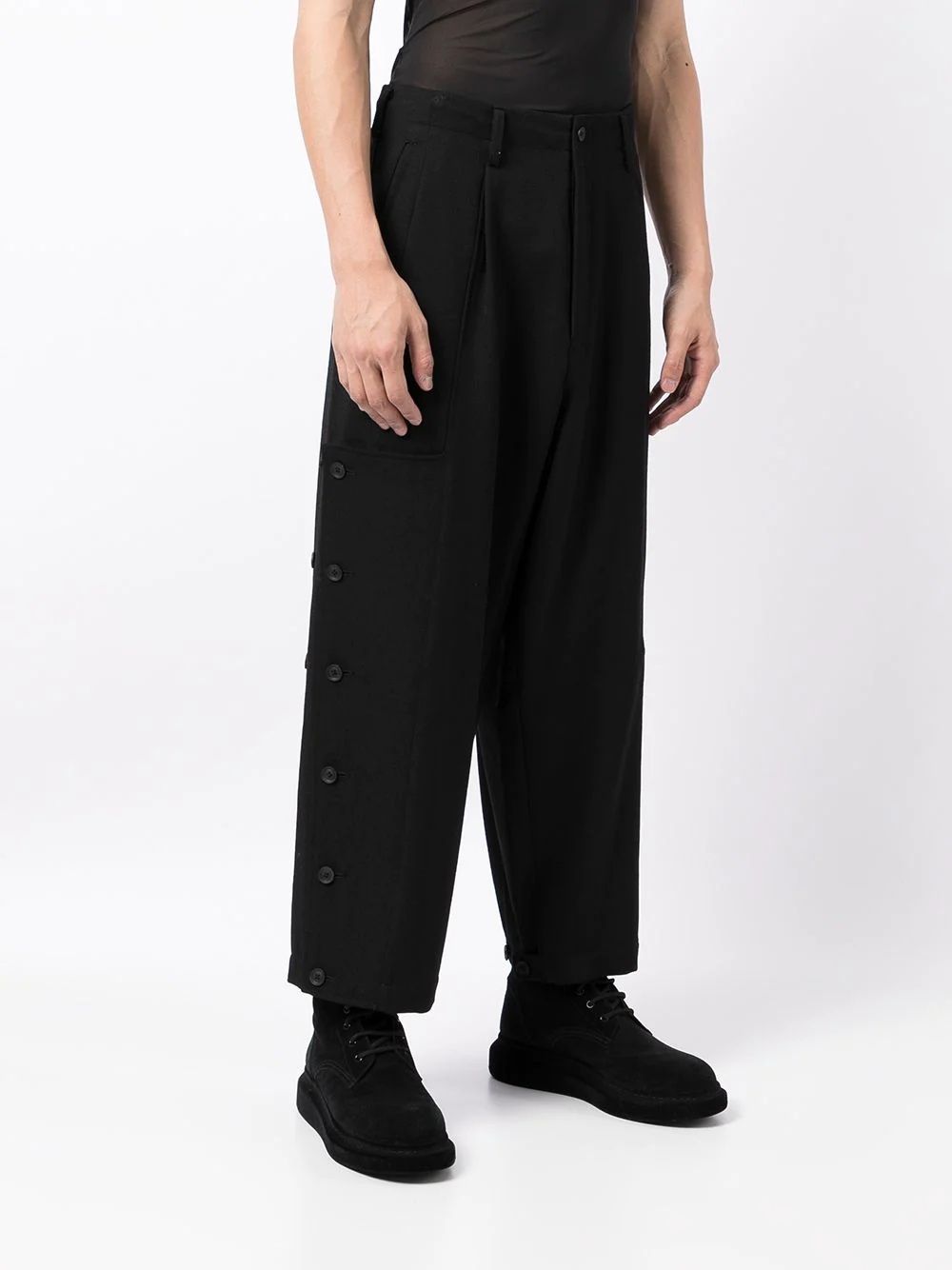 drop-crotch wide-leg trousers - 3