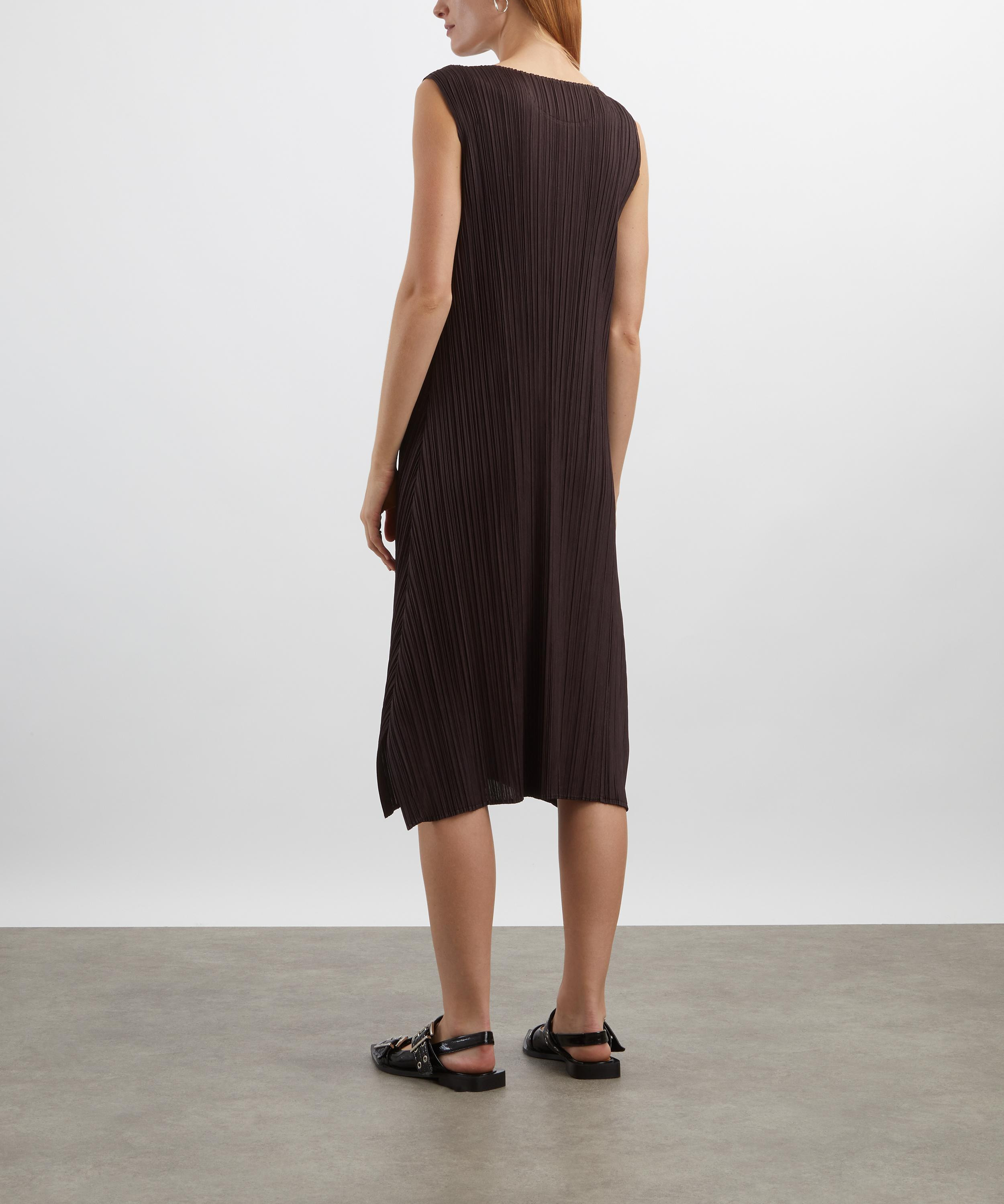 MONTHLY COLOURS: JULY Dark Brown Pleated Midi Dress - 4