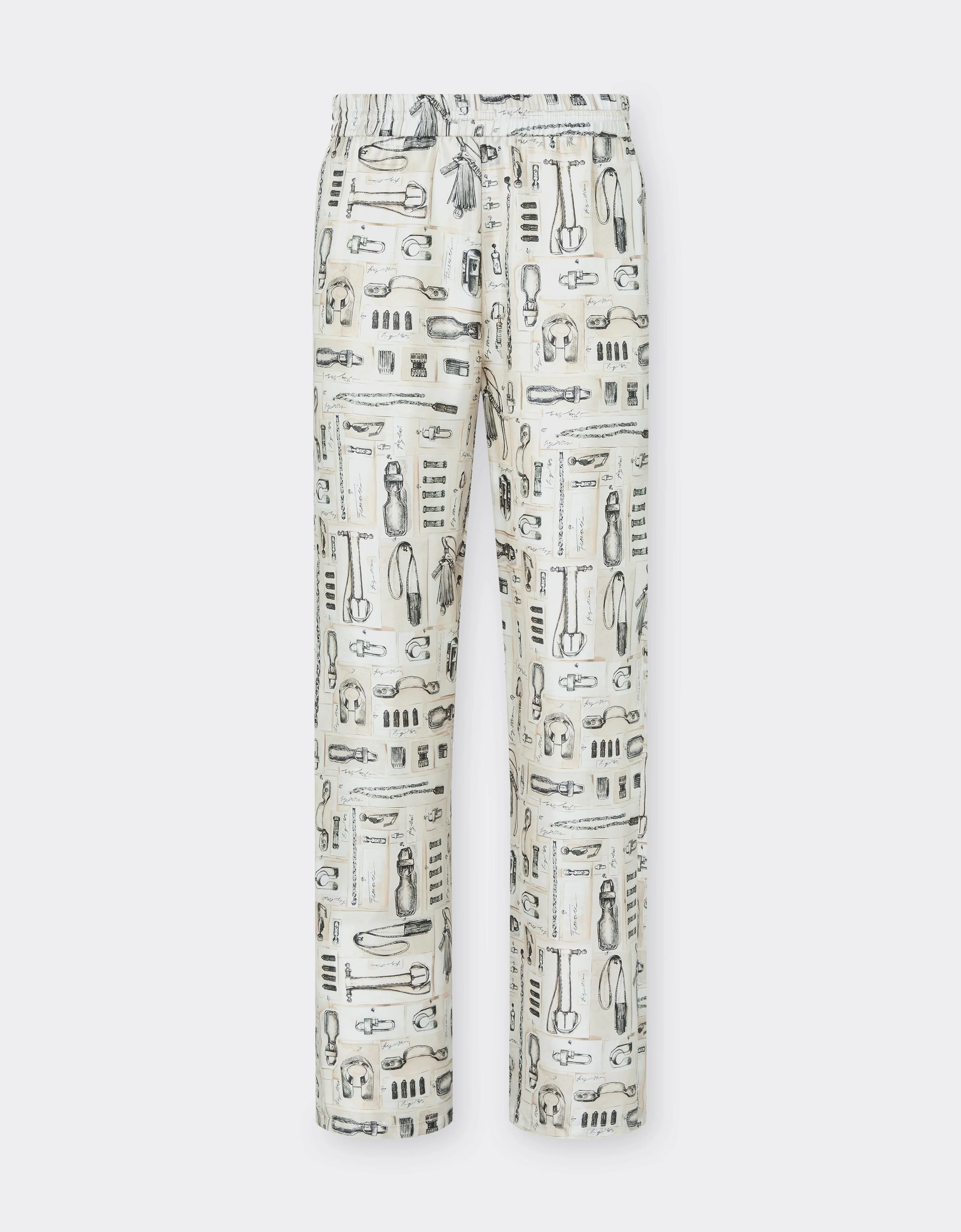 Silk Twill Trousers with Officina Print - 1