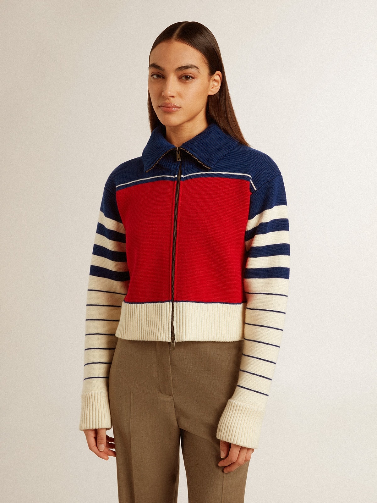 Women’s multicolor striped wool cropped sweatshirt - 3