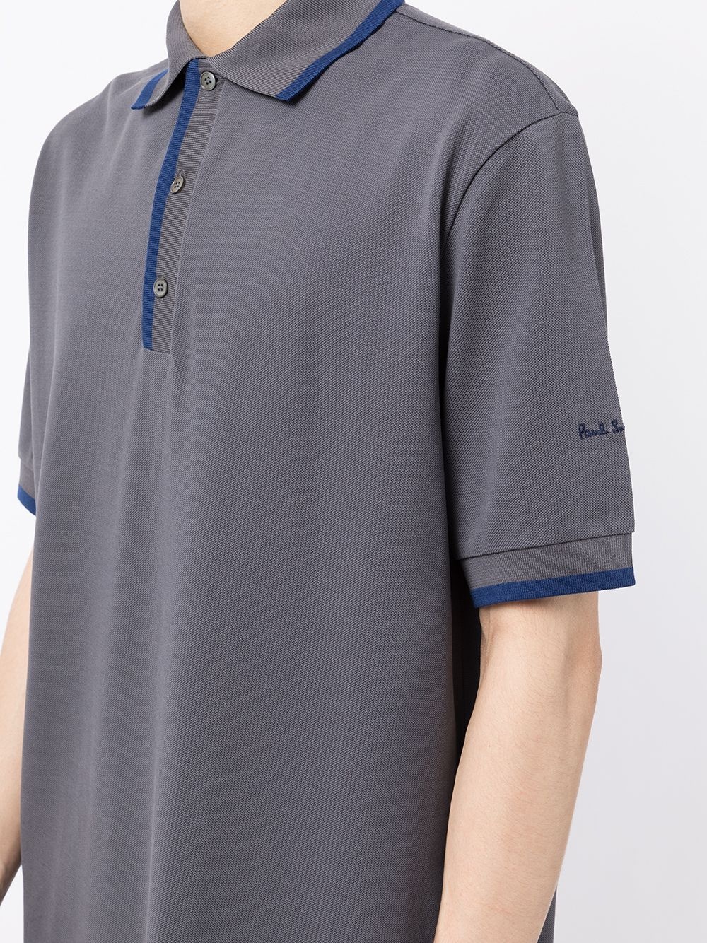 contrasting-trim polo shirt - 5