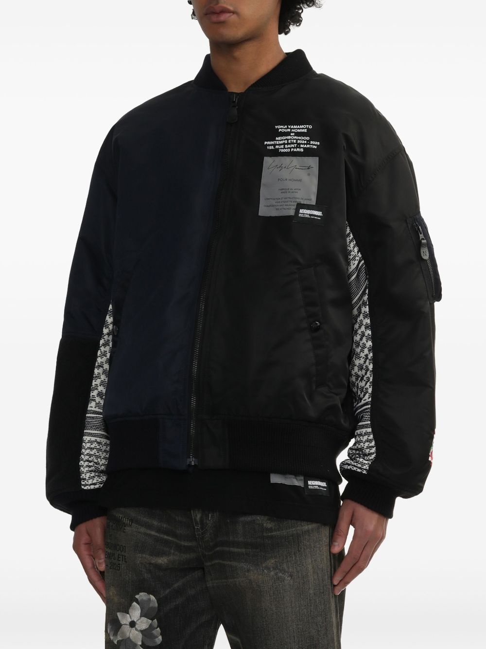 contrast-sleeve bomber jacket - 3