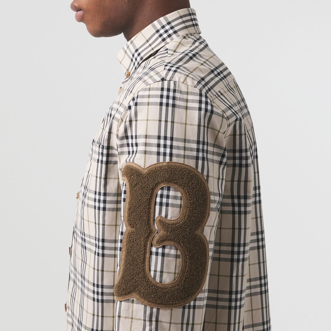 Letter Graphic Check Cotton Poplin Shirt - 5