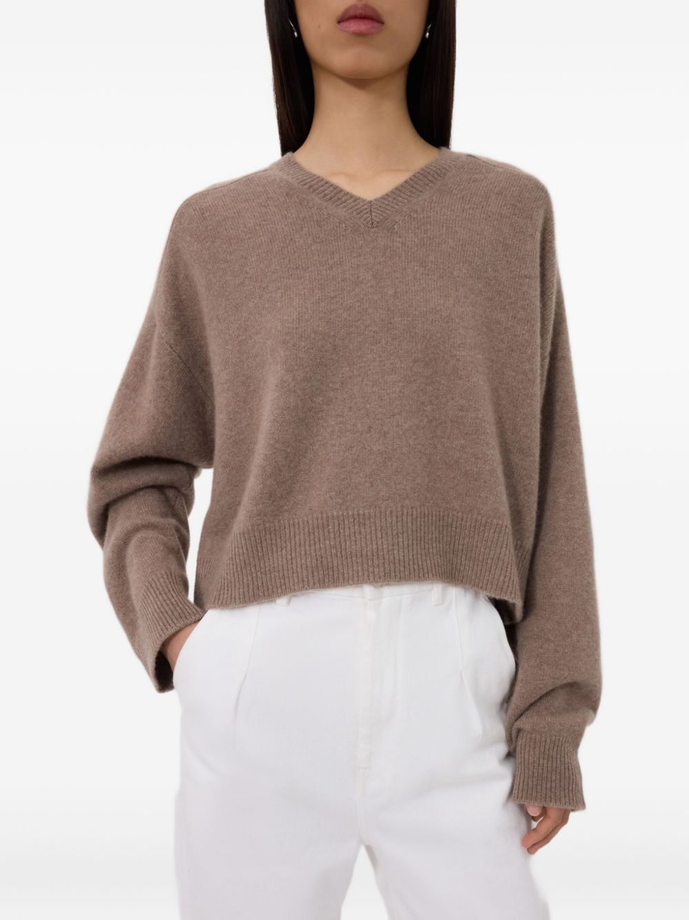 ANZOR LDS V-neck ribbed-detail sweater - 4