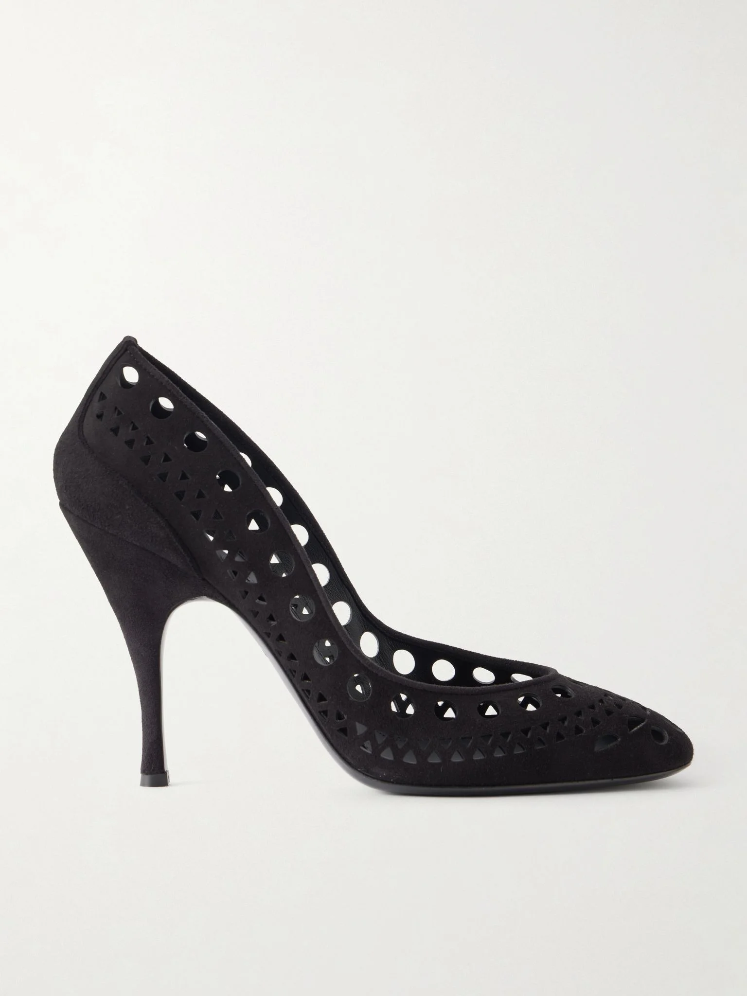 Vienne 100 laser-cut suede pumps Black - 1