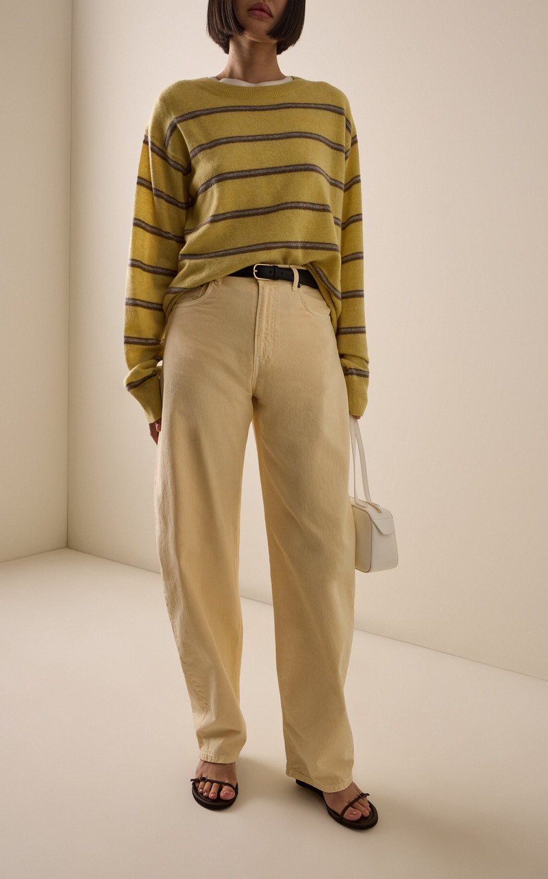 HAIKURE Bibi Cotton-Linen Twill 45 Mid-Rise Balloon-Leg Jeans yellow outlook