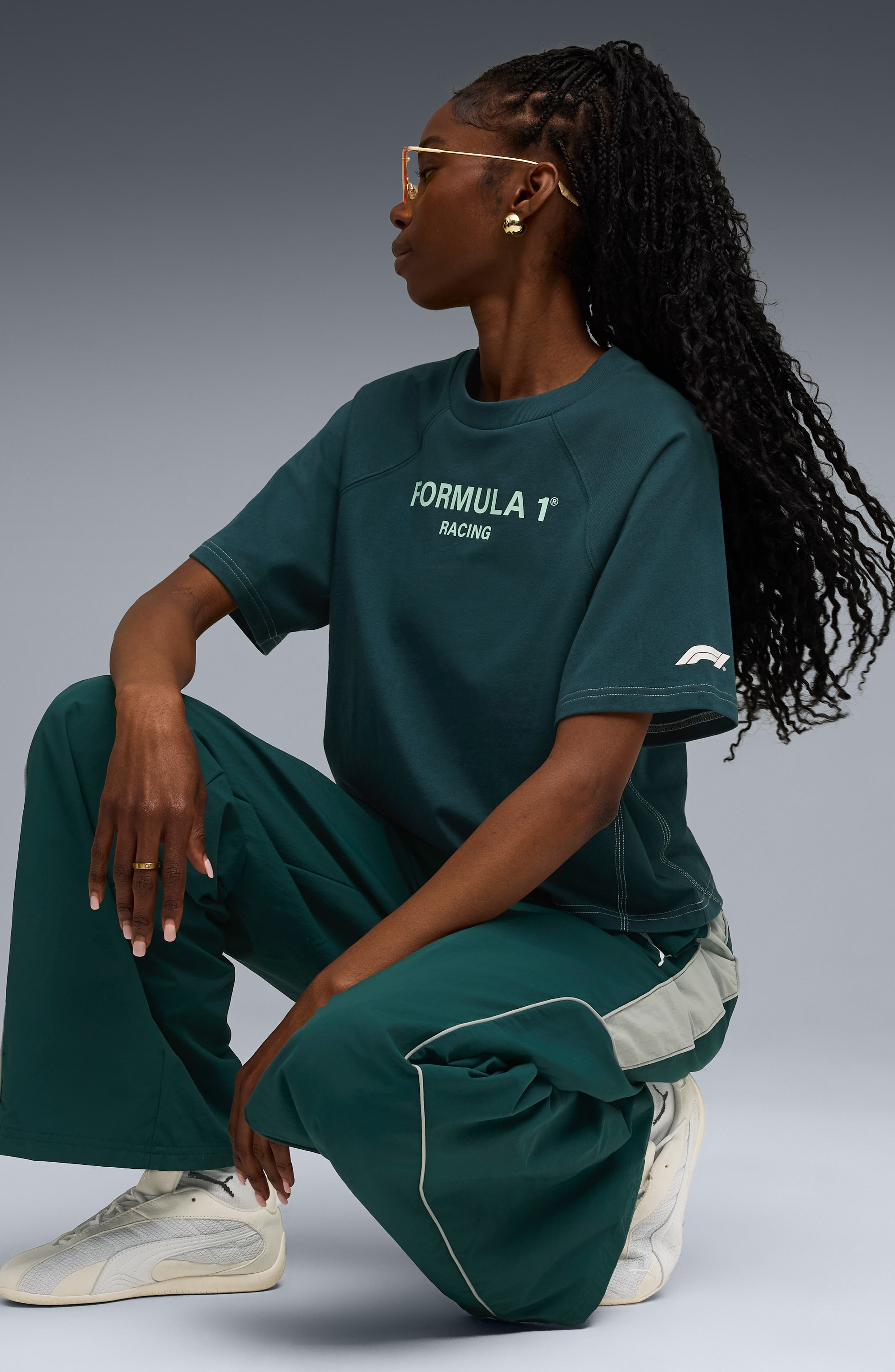 PUMA Formula 1® Raglan Sleeve Cotton T-Shirt in Green Terrain at Nordstrom - 5