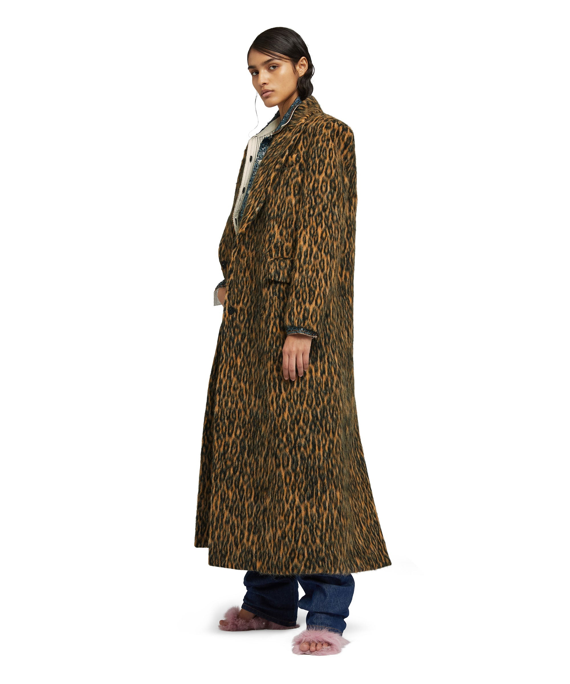 Wool coat with  "Cheetah Jacquard" motif - 5