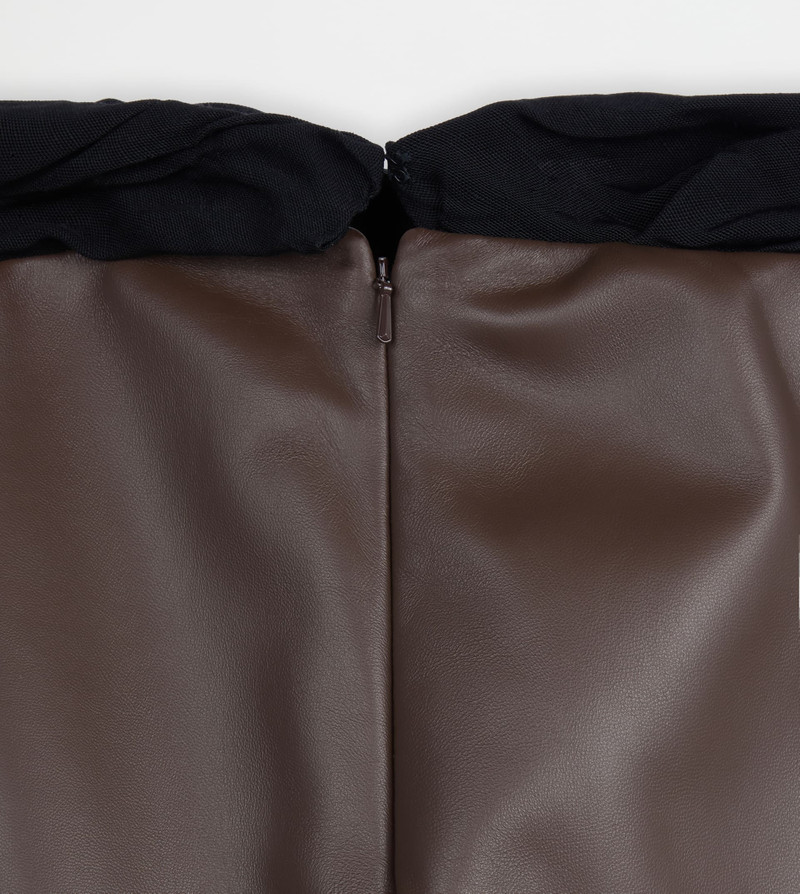 MIDI SKIRT IN LEATHER - BROWN 3
