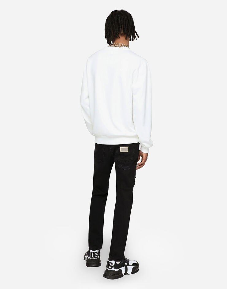 Black skinny stretch jeans with repaired rips - 3
