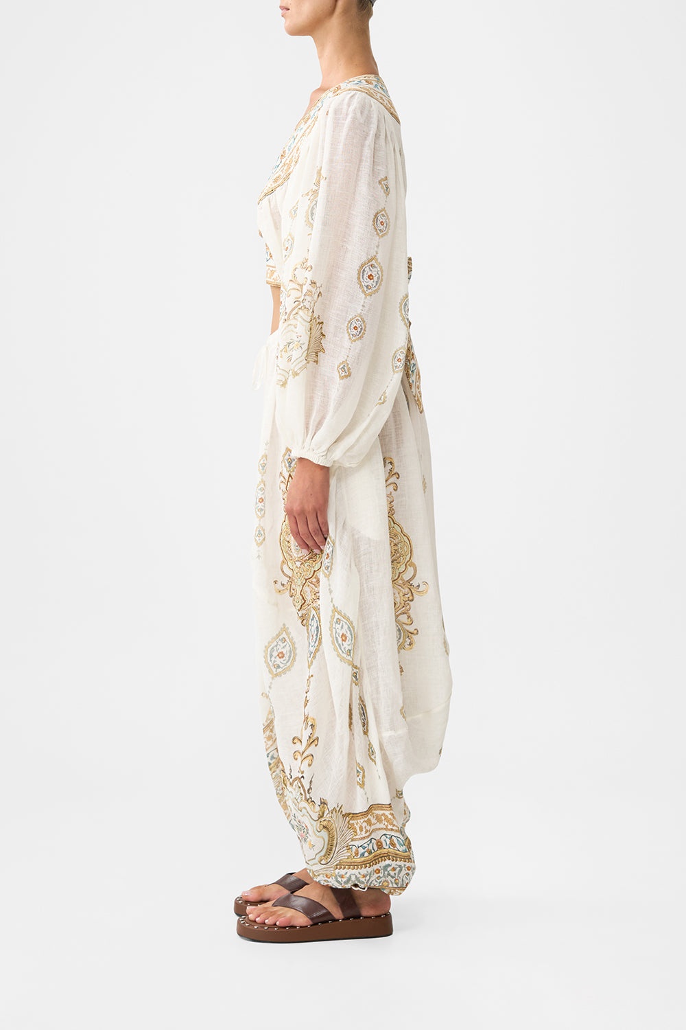 PANELLED HAREM PANT WITH TIE WAIST - 4