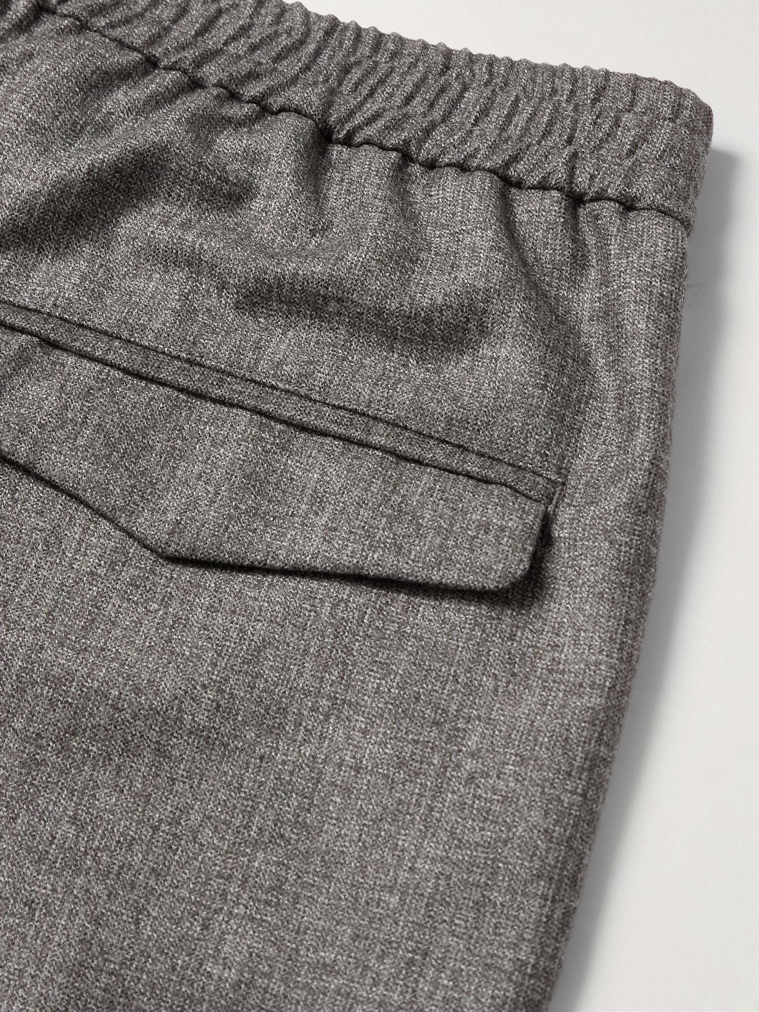 Straight-Leg Virgin Wool Drawstring Trousers Brown - 5