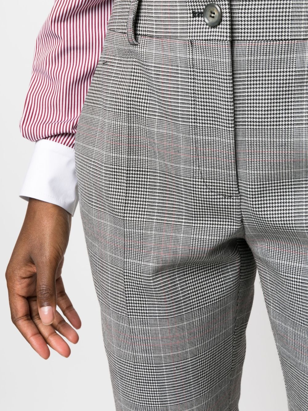 checked straight-leg trousers - 5