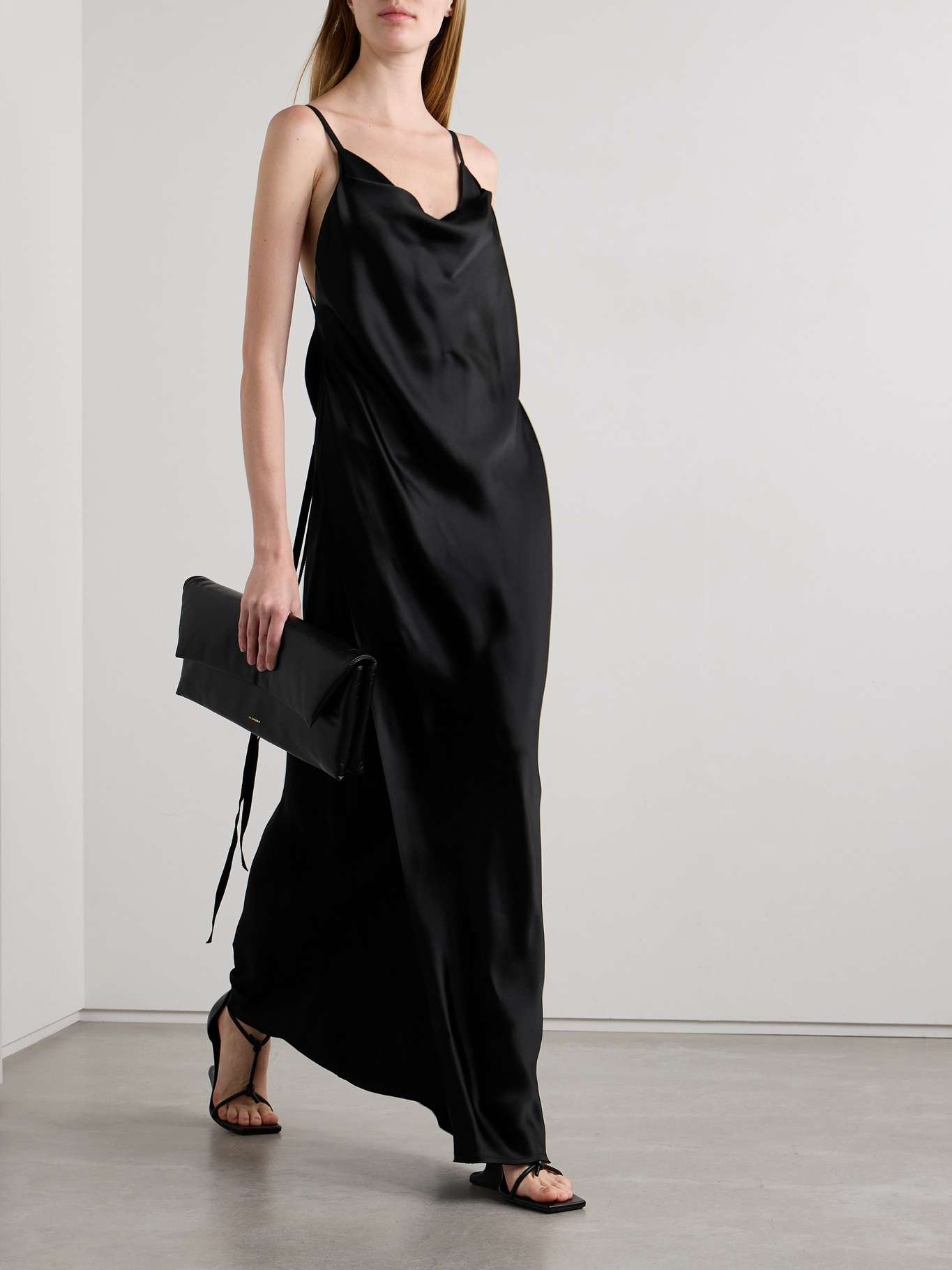 Nura layered draped crepe-trimmed satin maxi dress - 2