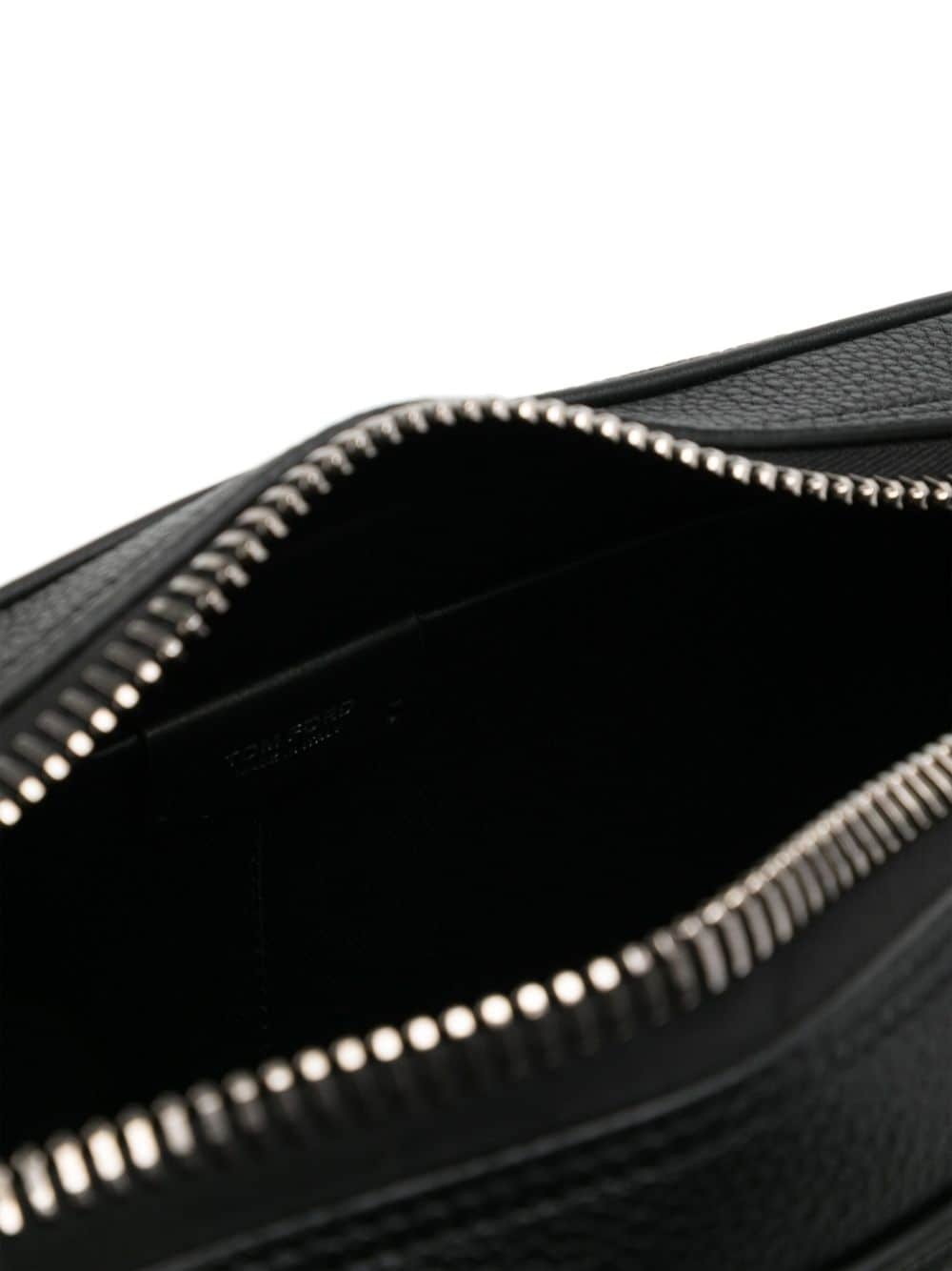 logo-print leather wash bag - 3