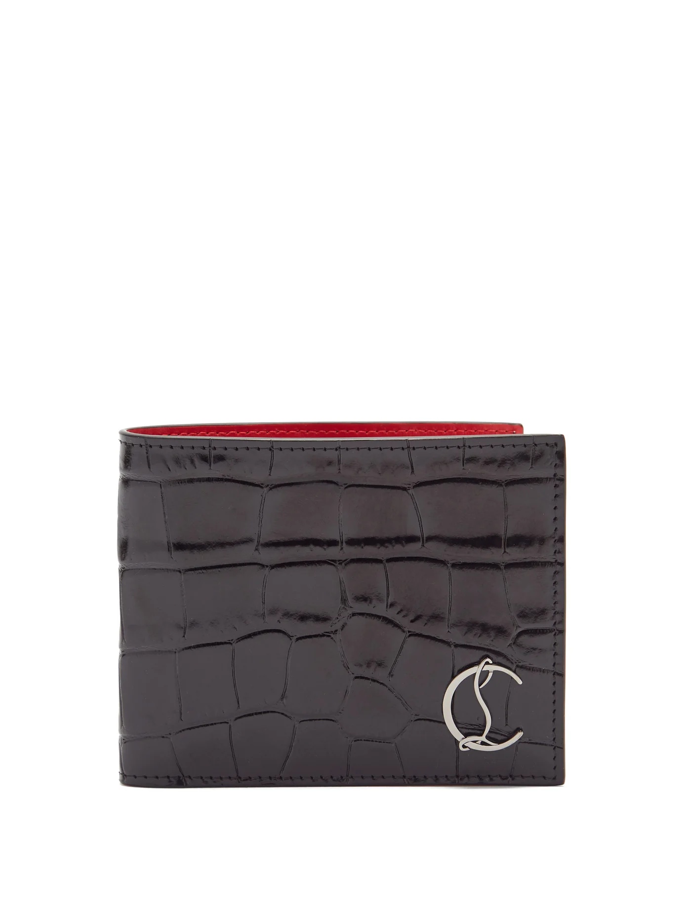 Crocodile-effect leather bi-fold wallet - 1