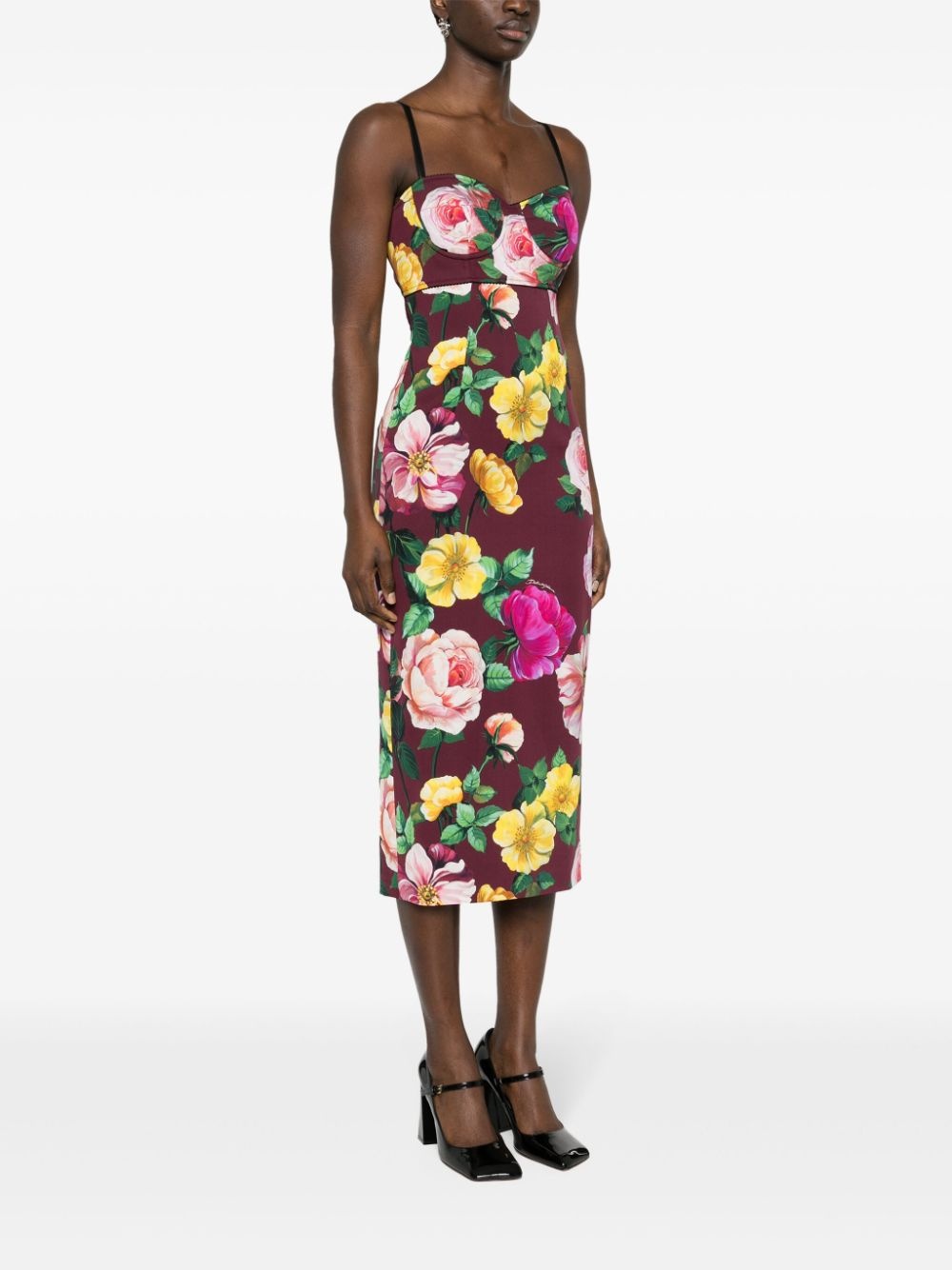 floral-print midi dress - 3