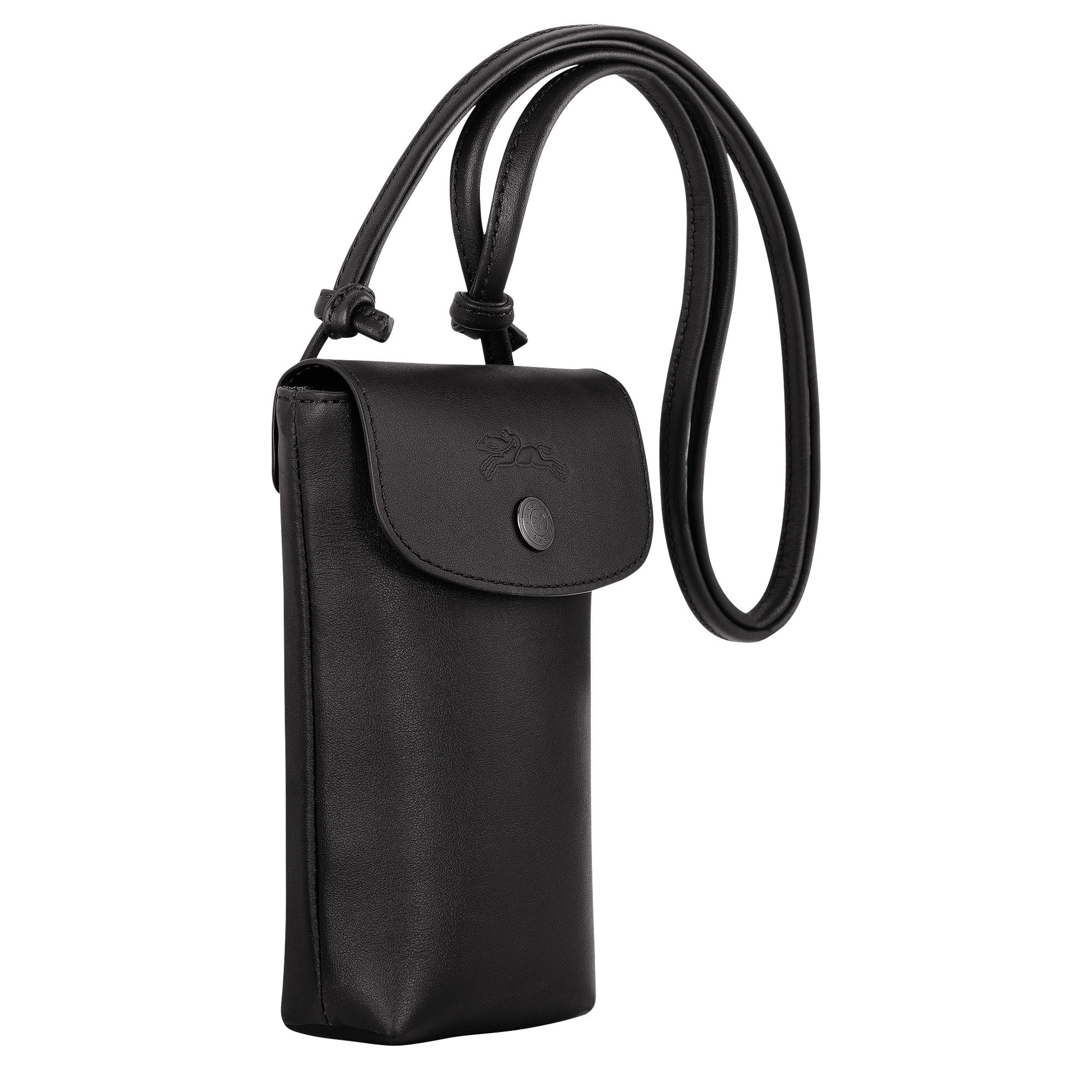 Le Pliage Xtra Phone case with leather lace Black - Leather - 4