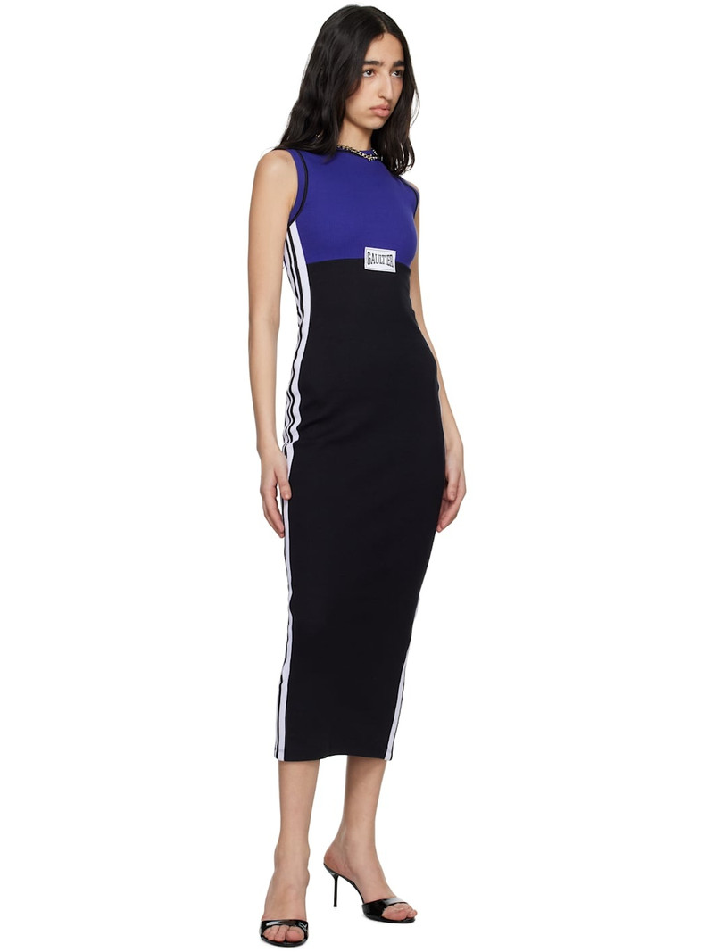 Jean Paul Gaultier Navy & Black Cotton Ribbed Midi Dress outlook