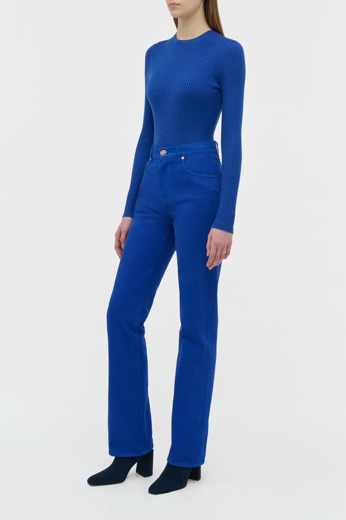Rey Straight-leg Jean in Cobalt Recycled Cotton Denim - 4