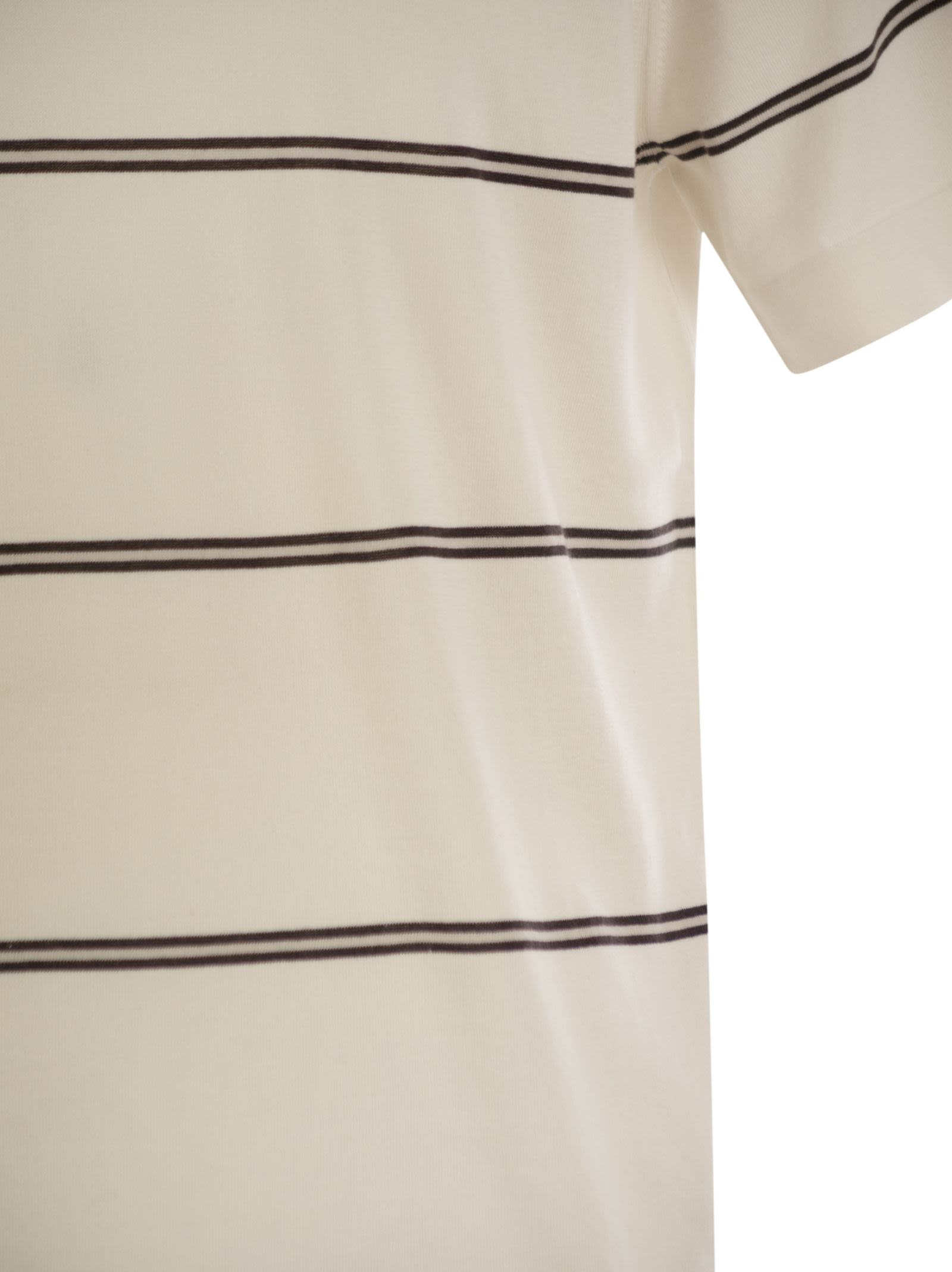 Brunello Cucinelli Men Lightweight Striped Cotton Knit T-Shirt - 4