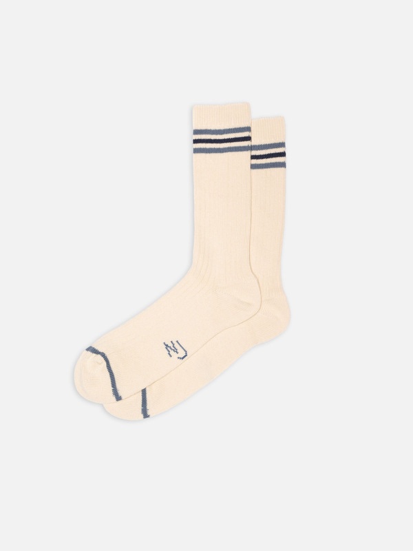 Men Tennis Socks Retro Offwhite/Blue - 1