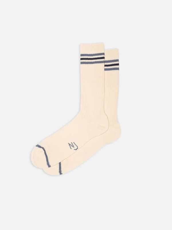 Men Tennis Socks Retro Offwhite/Blue - 1