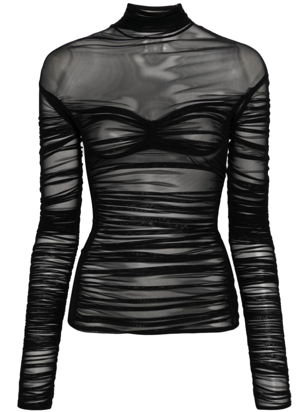 mesh ruched top - 1