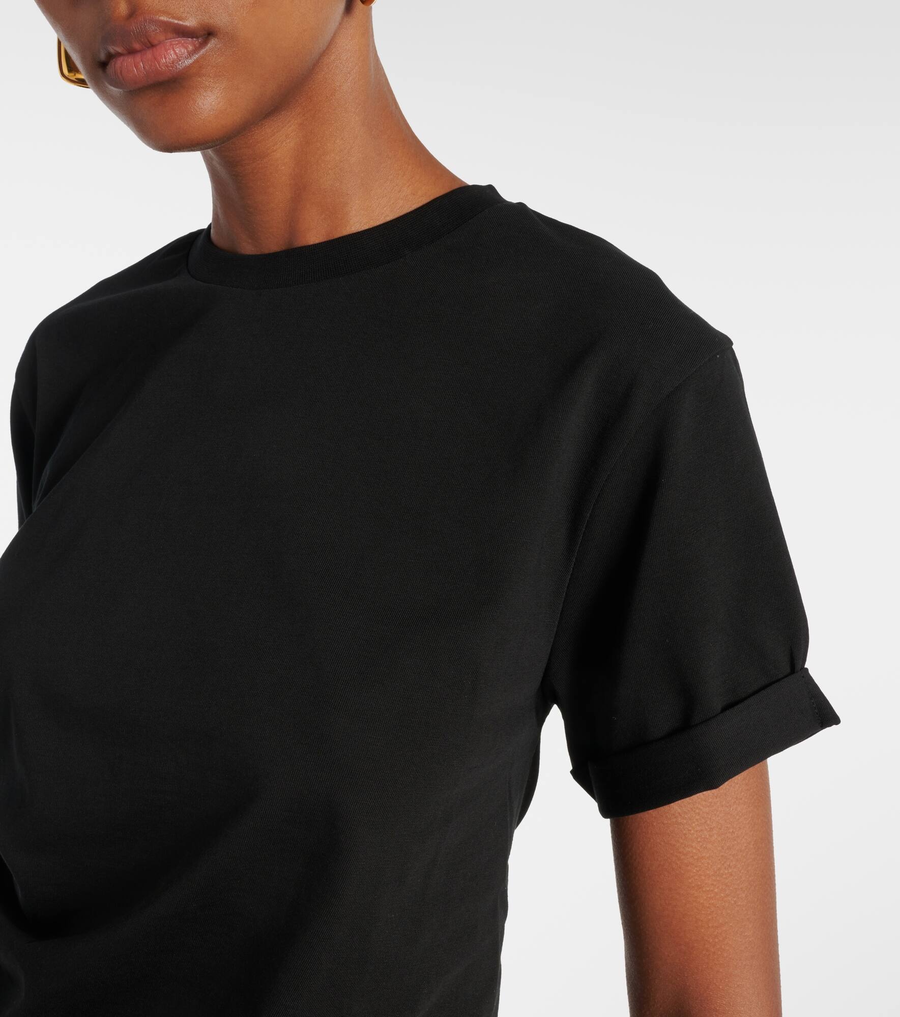 Gathered asymmetric cotton T-shirt - 4