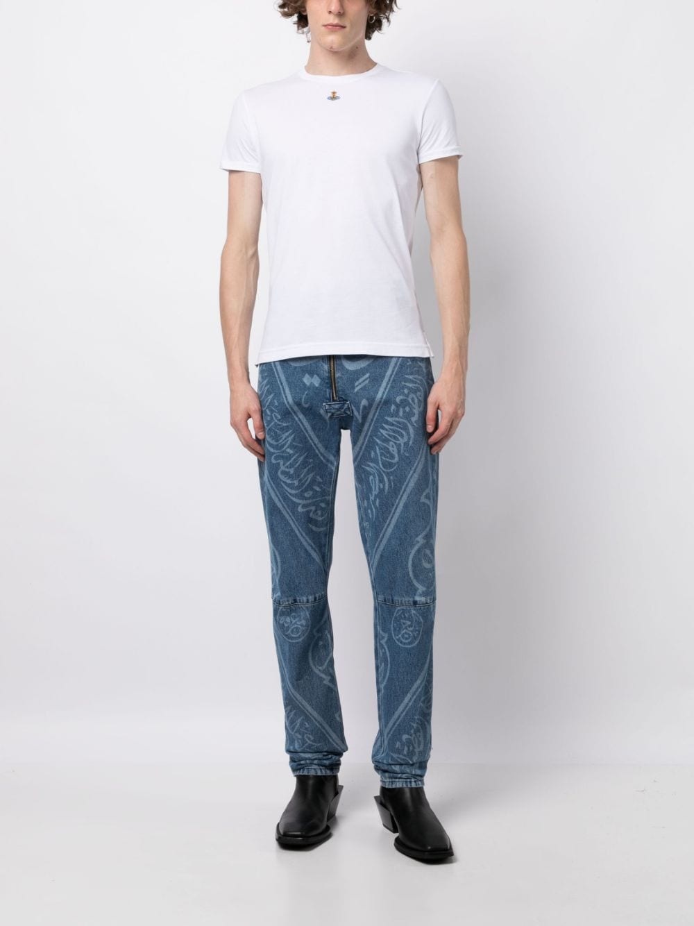 Orb logo-embroidery cotton T-shirt - 3