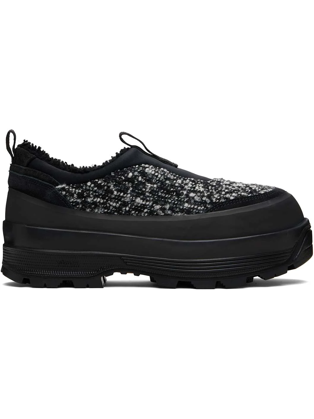 Black & White Badia Basso Shearling Sneakers - 1