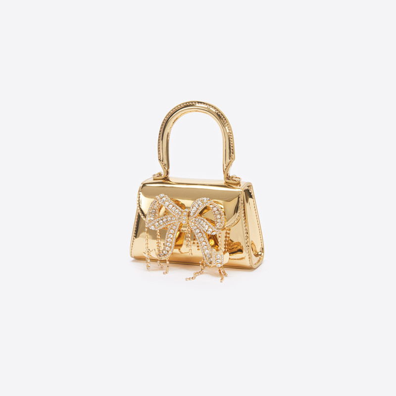 self-portrait Gold Metallic Micro Bow Bag outlook