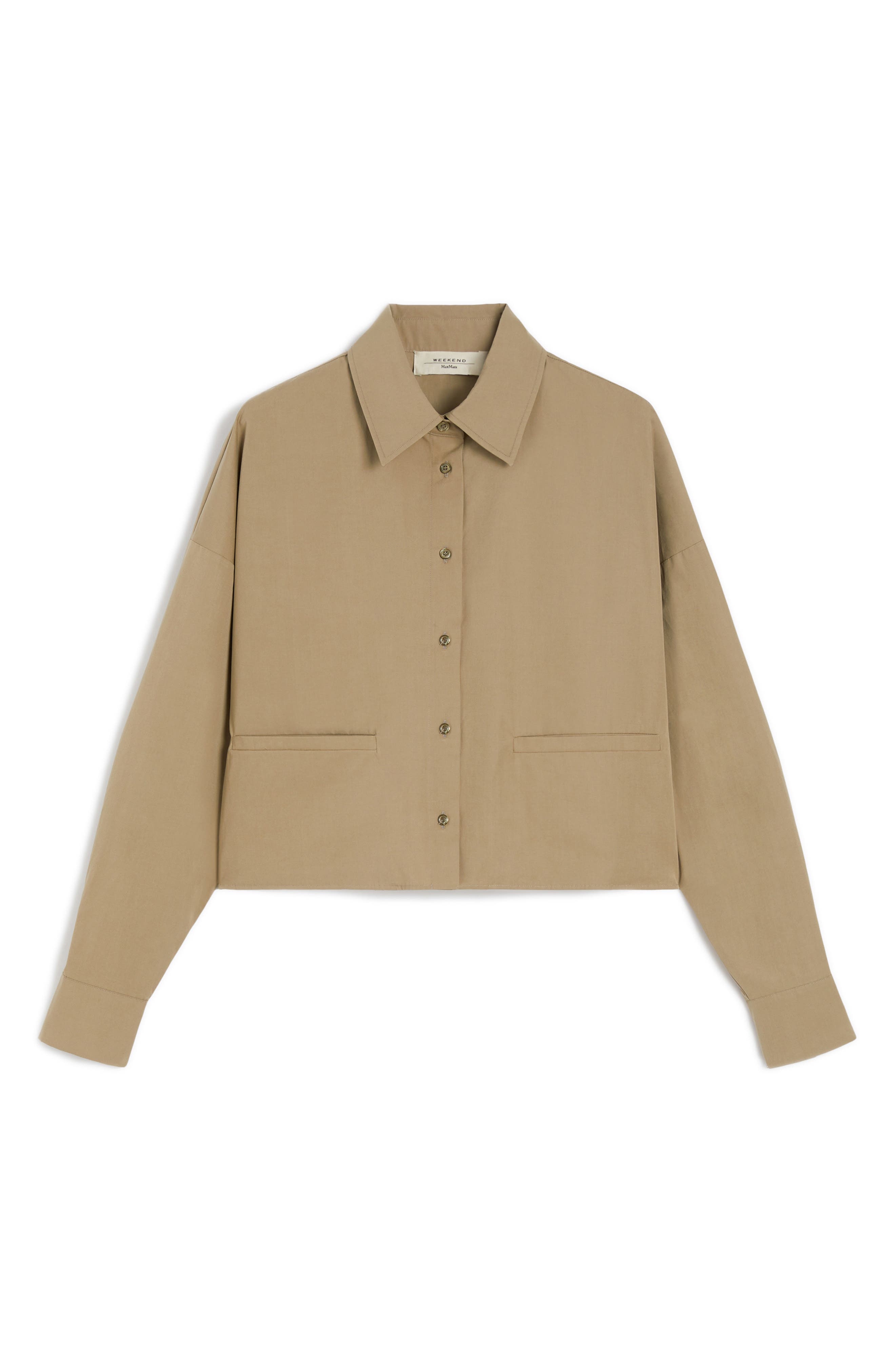 Weekend Max Mara Svago Boxy Cotton Button-Up Shirt in Desert at Nordstrom - 3