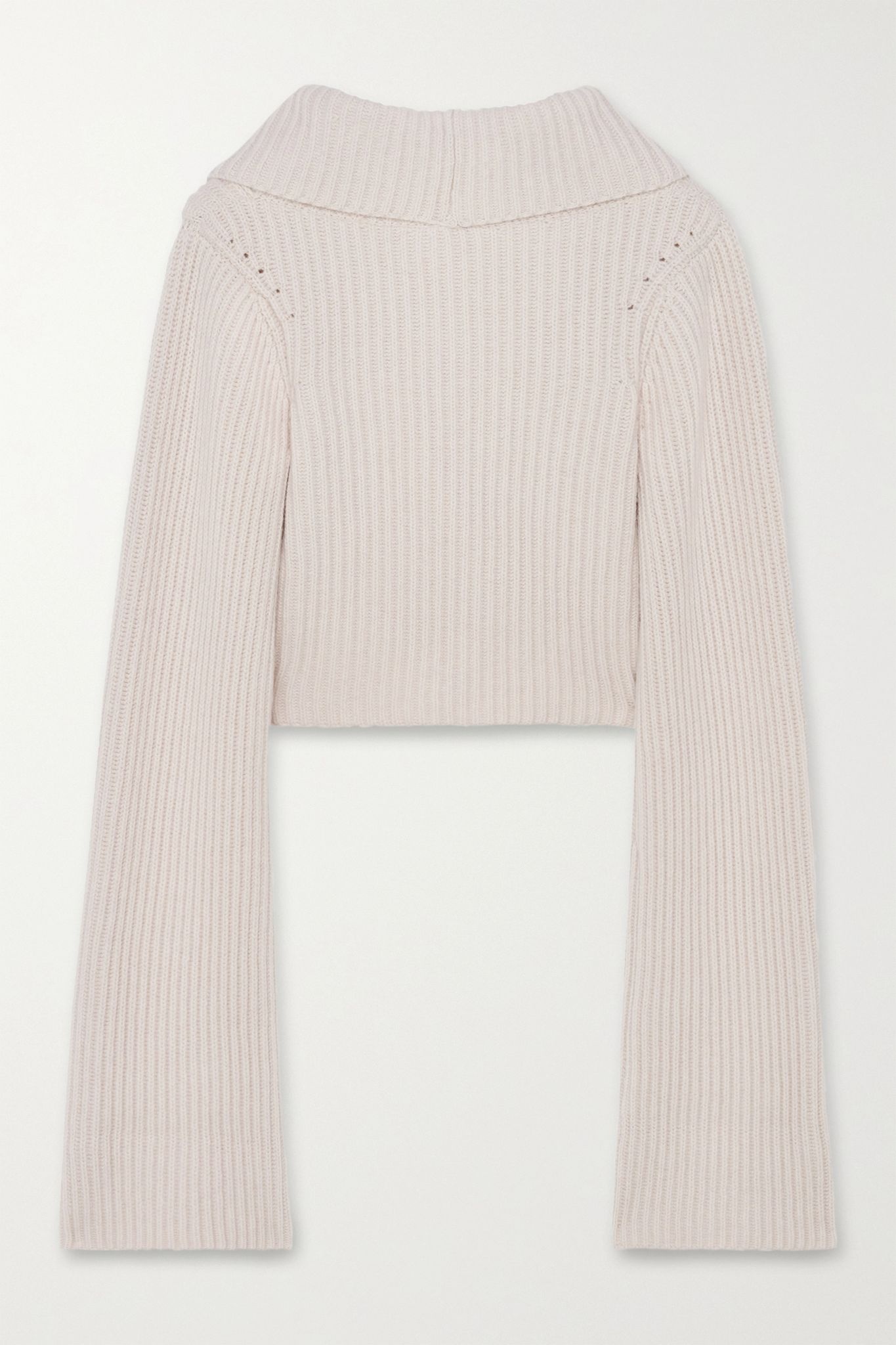 Cropped wrap-effect ribbed wool and cashmere-blend sweater - 2