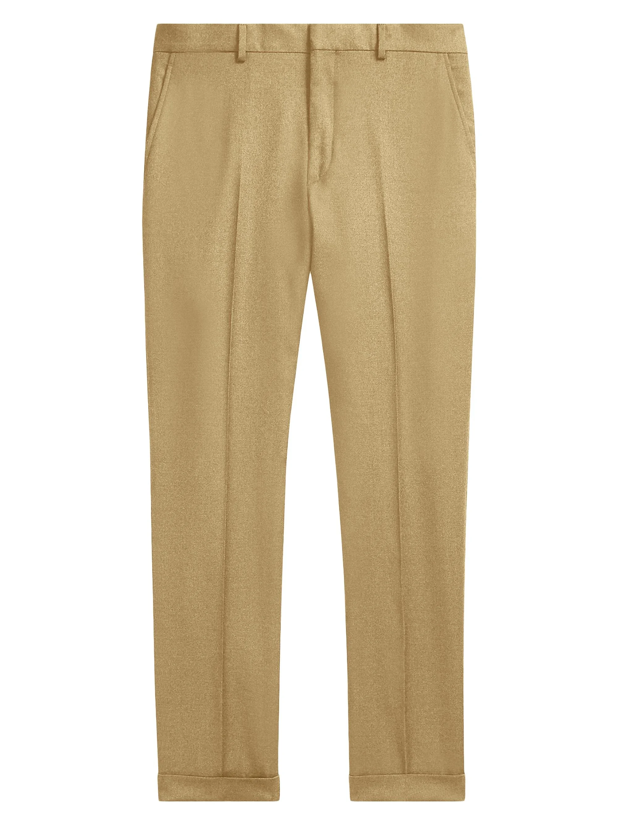 Men's Wool Twill Slim-Fit Trousers - Tan - 1