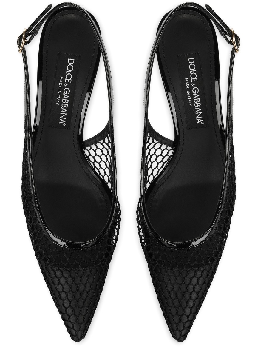 Patent leather and mesh slingbacks - 4