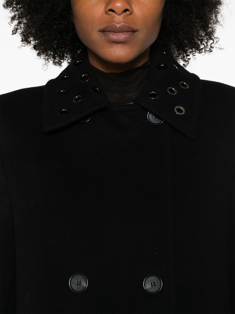 eyelet-detail coat - 5
