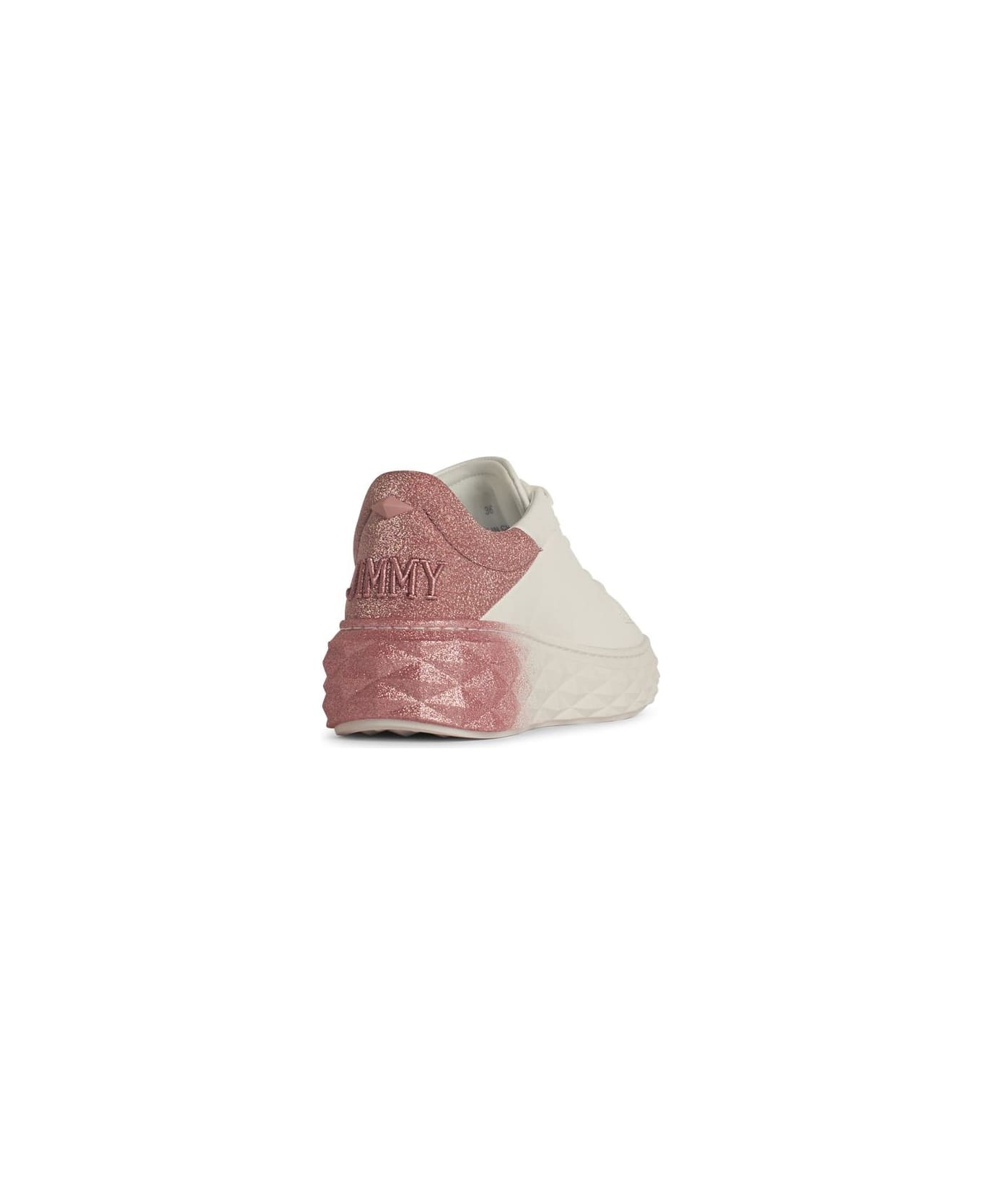 'diamond' Pink Leather Sneakers - 3