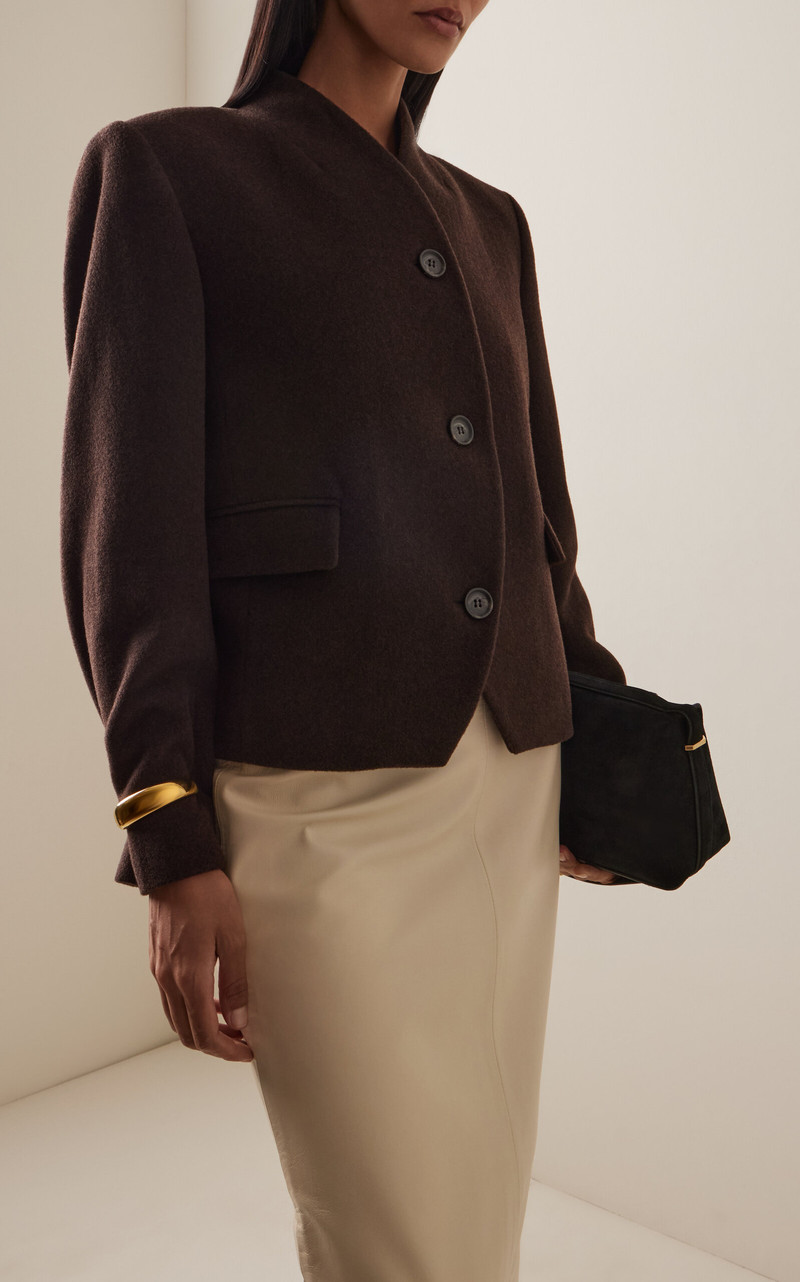 House of Dagmar Short Curved Wool-Blend Jacket brown outlook