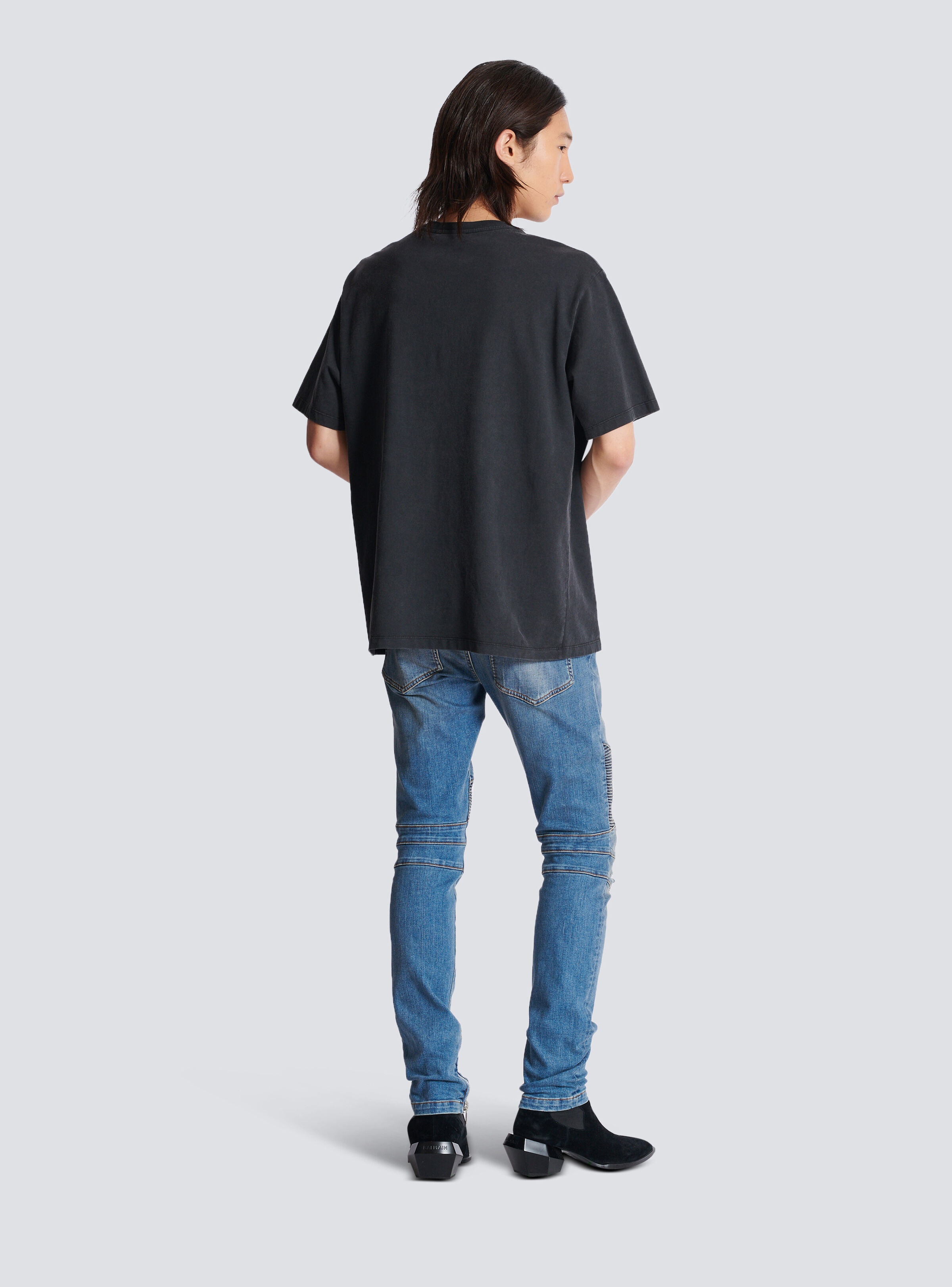 Loose T-shirt with vintage Balmain embroidery - 4