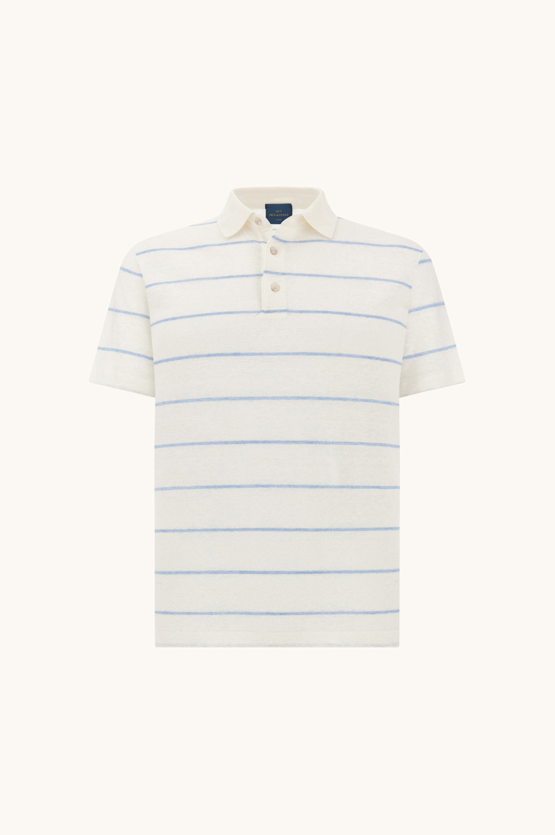Paul & Shark PURE LINEN JERSEY POLO WITH STRIPED PATTERN outlook