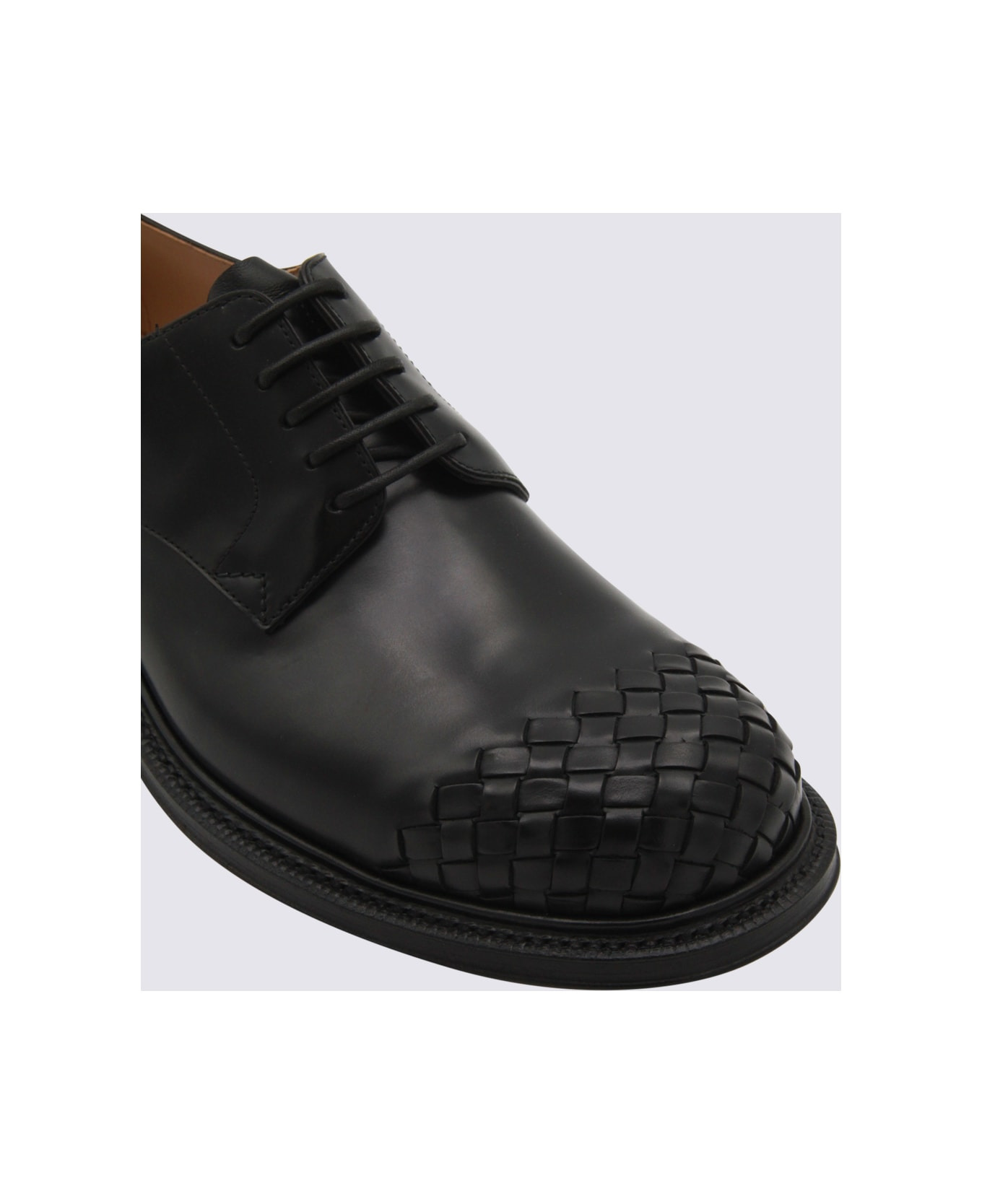 Black Leather Lace Up Shoes - 4