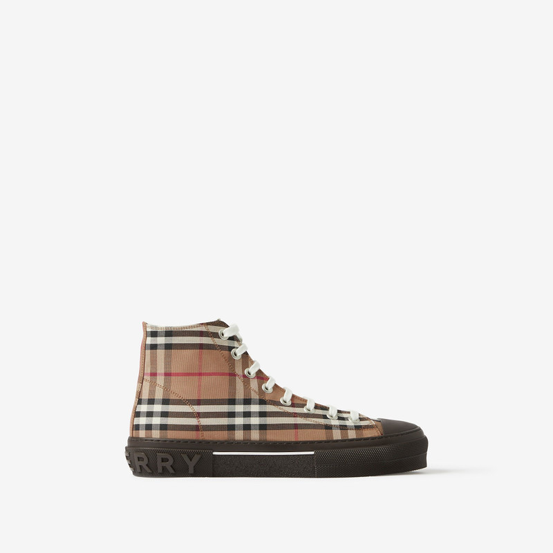 Vintage Check Cotton High-top Sneakers - 1